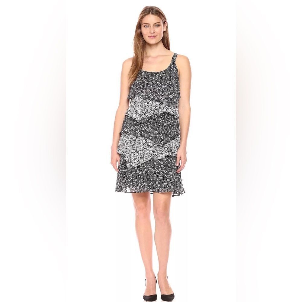Robbie Bee Black and White Patterned Dress